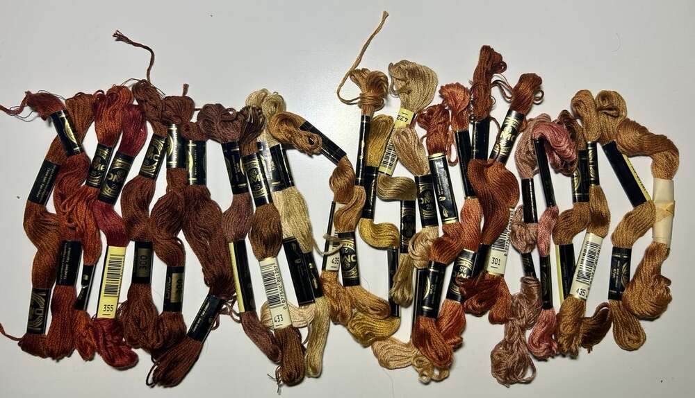 26 Skeins several shades of browns rust earth toneDMC Embroidery Thread Mouline